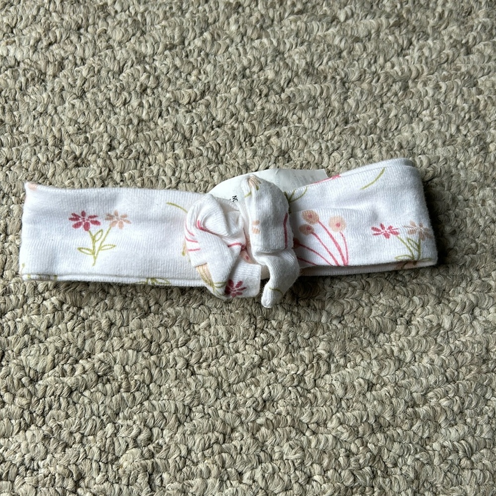 White Floral Knot Headband